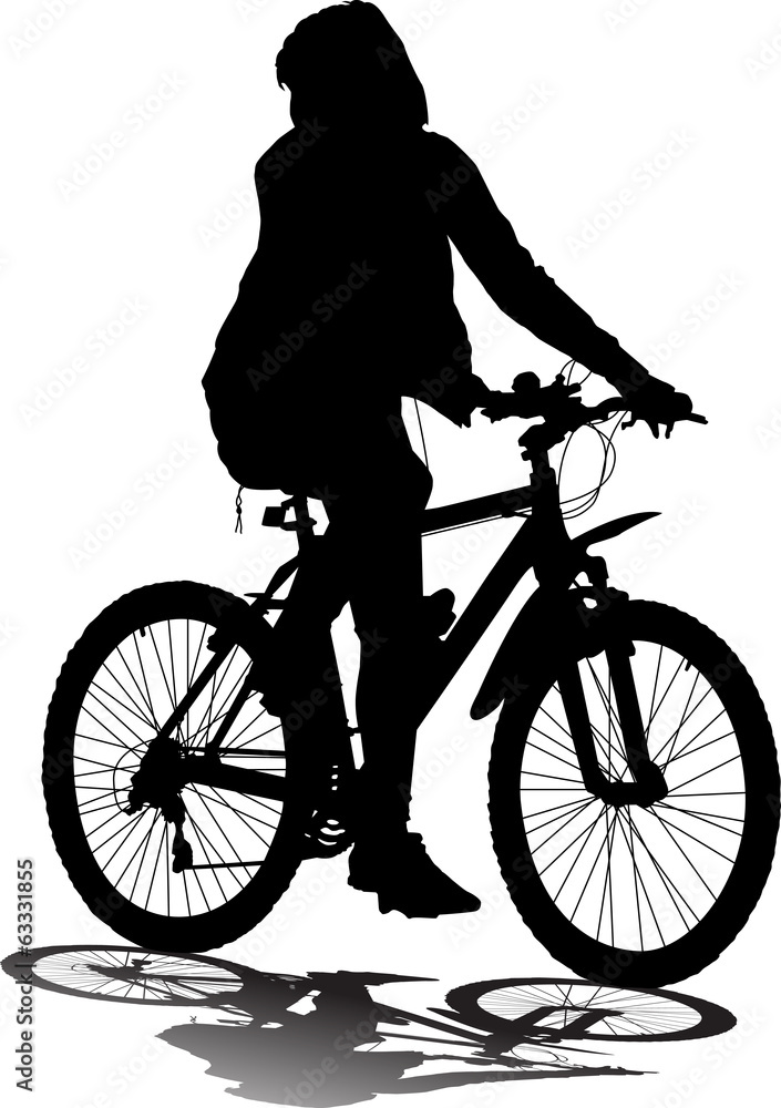 Obraz premium Vector silhouette of the cyclist
