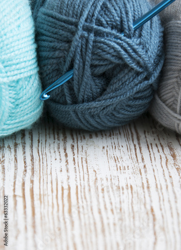 Crochet hook and knitting yarn