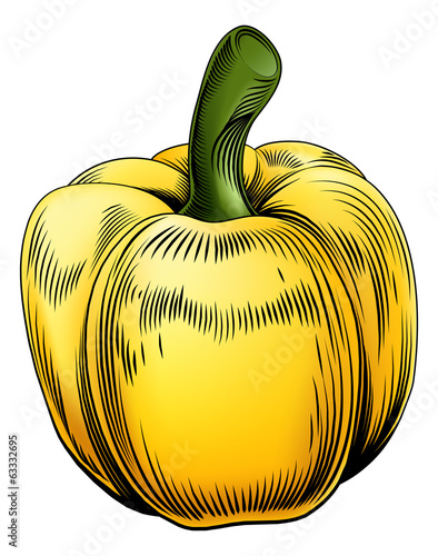 Pepper vintage woodcut illu...