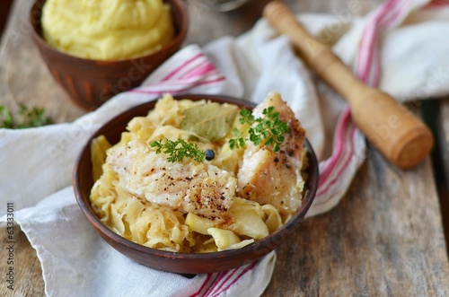 stewed rockfish with sauerkraut photo