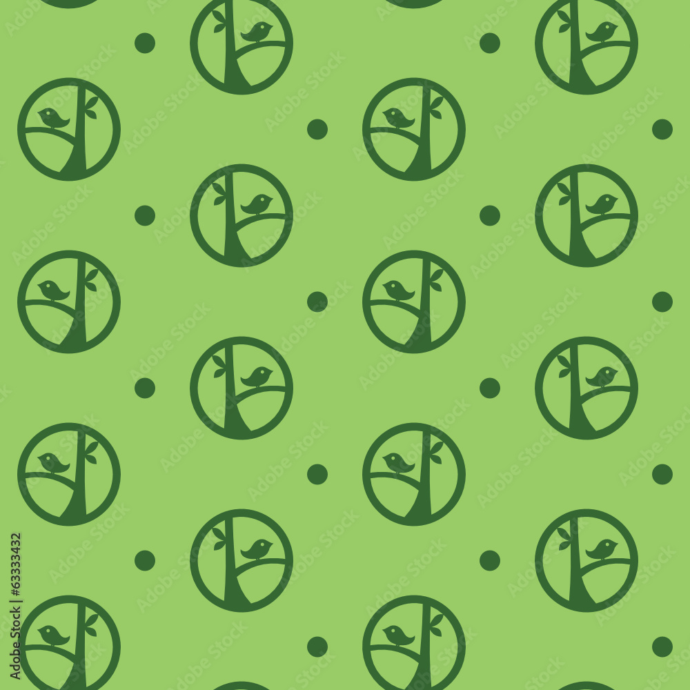 Seamless pattern with birds on green background Seamless pattern with birds on green background
