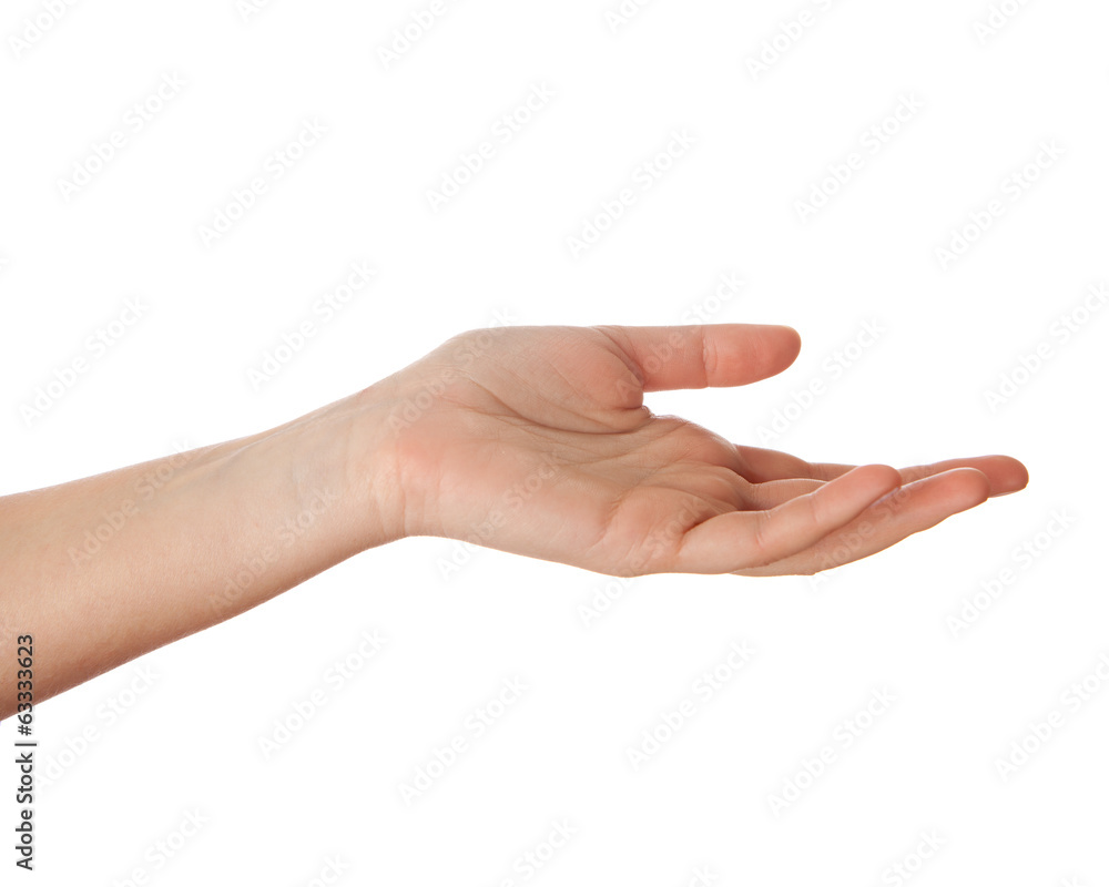 Empty hand isolated on white background