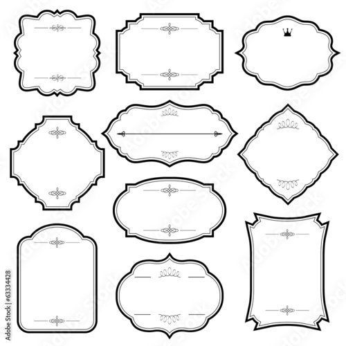 Vintage frame set isolated on white.