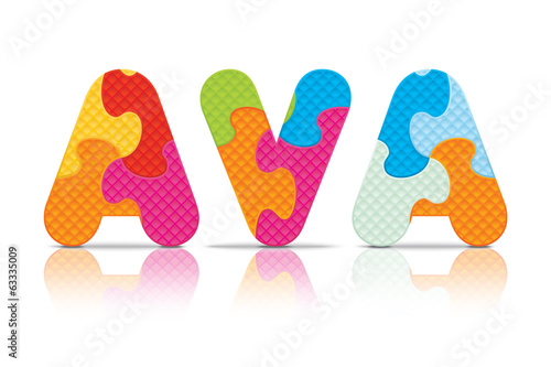 Vector AVA written with alphabet puzzle