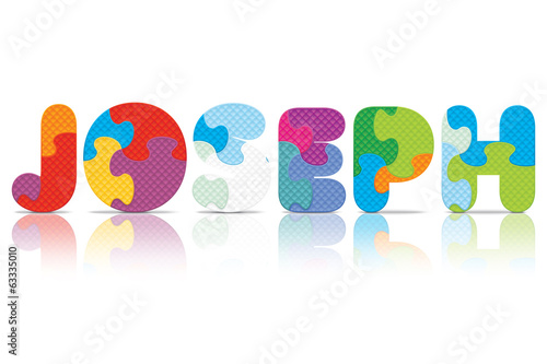 Vector JOSEPH written with alphabet puzzle