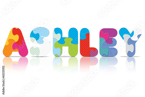 Vector ASHLEY written with alphabet puzzle