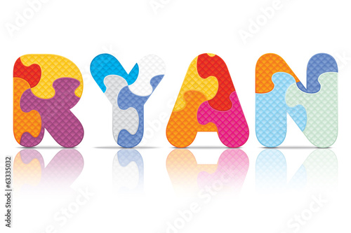 Vector RYAN written with alphabet puzzle