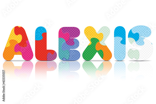 Vector ALEXIS written with alphabet puzzle