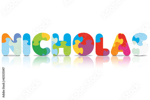 Vector NICHOLAS written with alphabet puzzle