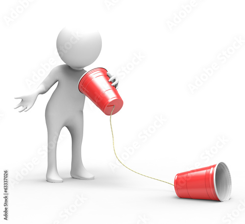 3D Man with Plastic Cup Telephone