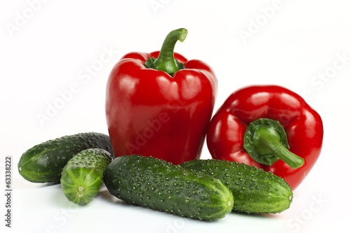 sweet red bell pepper and cucumber