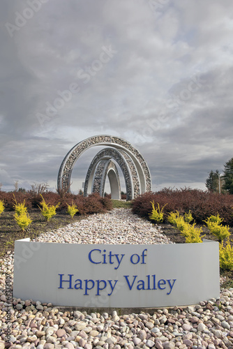 City of Happy Valley Sign and Art Sculpture