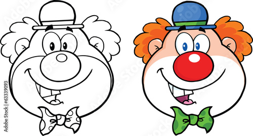 Clown Face Cartoon Character. Collection Set