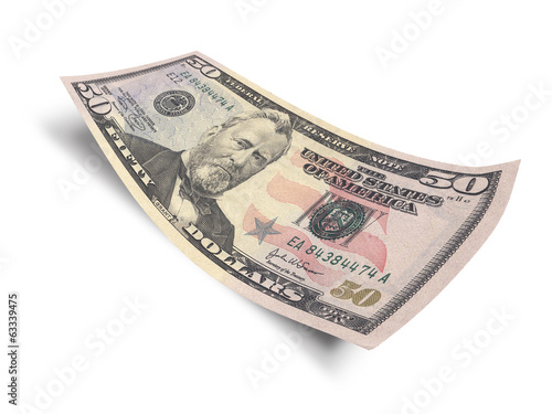 Fifty dollar banknote isolated on white background photo