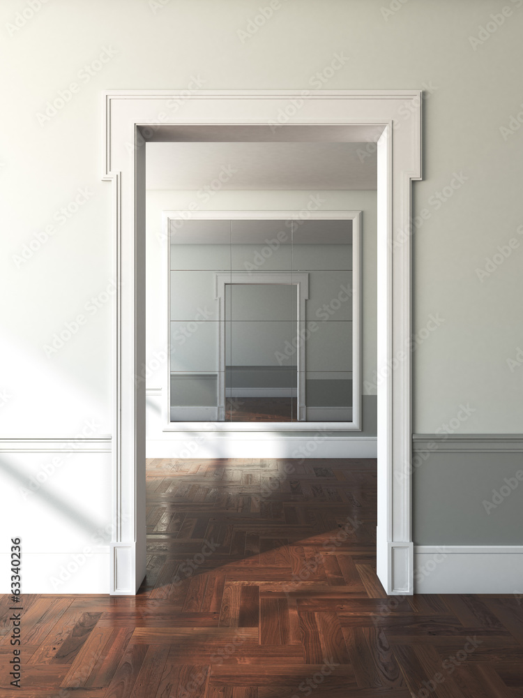 Fototapeta premium doorway to empty room with mirror