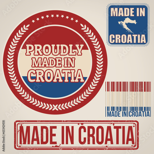 Made in Croatia stamp and labels