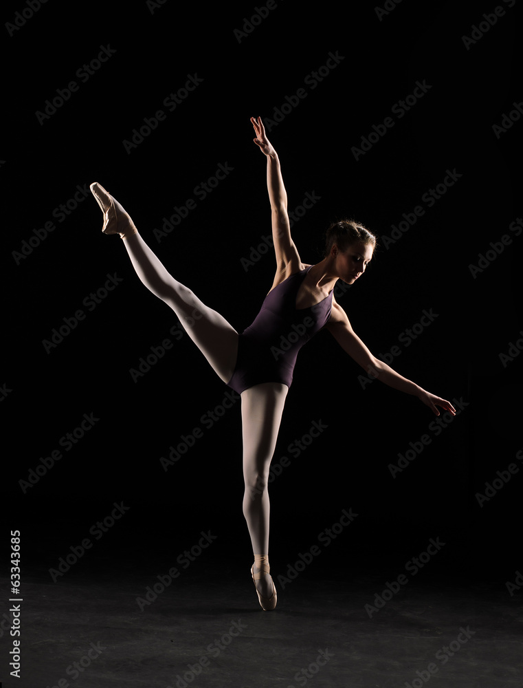 Silhouette ballet dancer in black swimsuit Silhouette ballet dancer in black swimsuit
