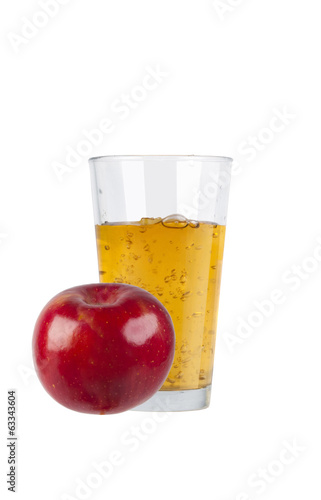 Glass of fresh apple juice with apple