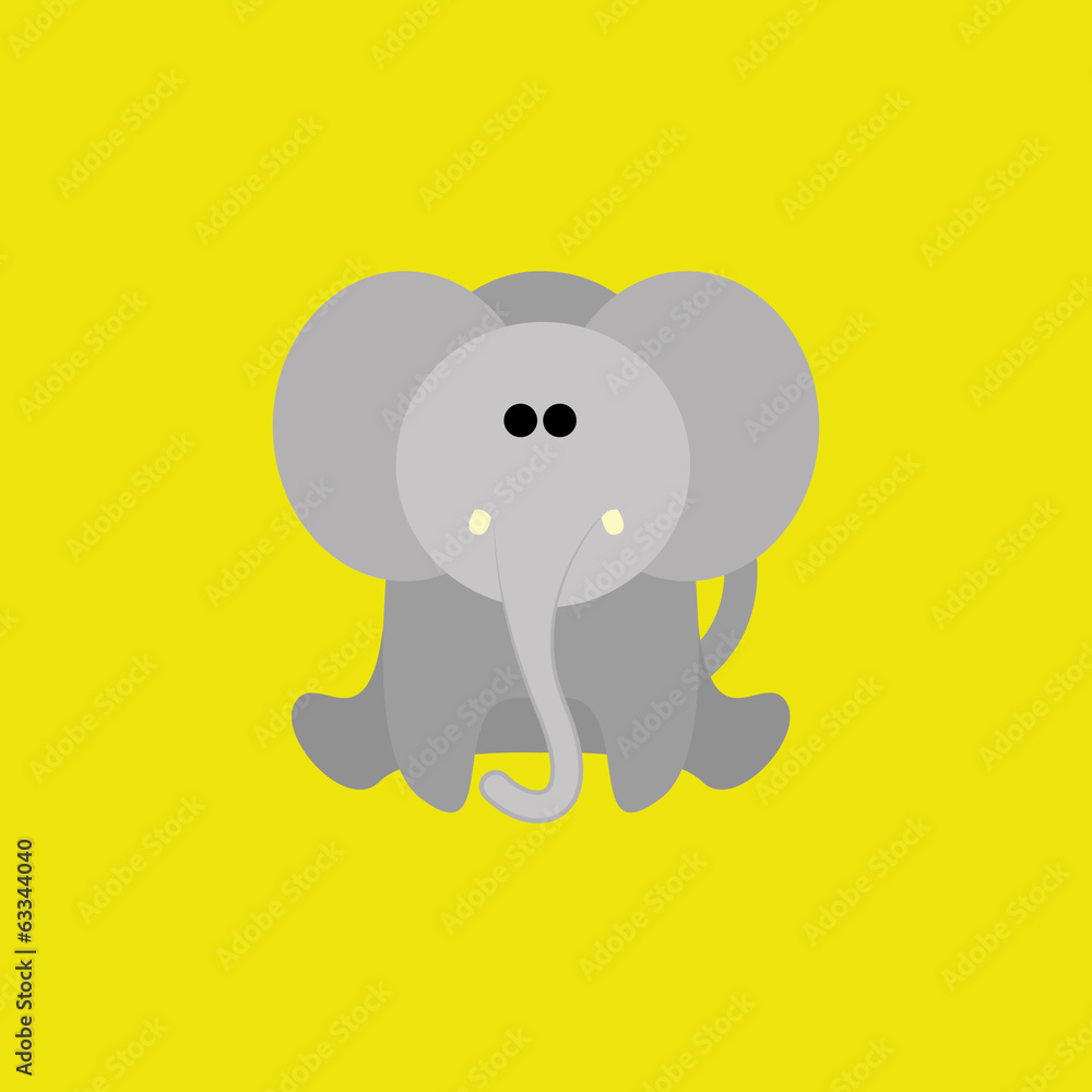 Adorable Cartoon Elephant Isolated On Background
