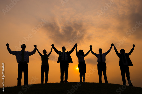 Silhouettes of Business People Outdoors