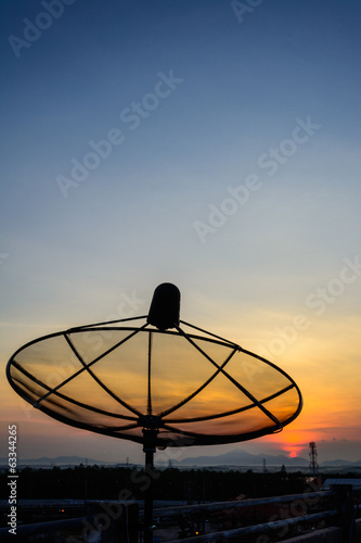 Satellite dish sky sunset communication technology network