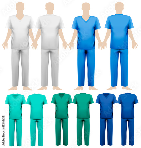 Set of medical overalls. Design template. Vector illustration.