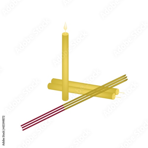 Pink Lotus with Joss Sticks and Candle