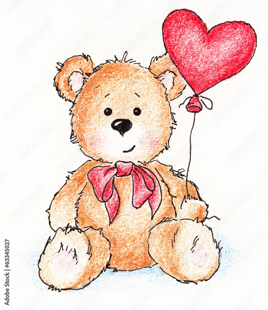 Easy How to Draw a Valentine Bear Tutorial Video & Coloring Page