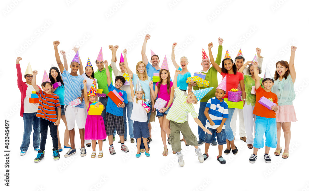 Fototapeta premium Multiethnic Colorful People Celebrating