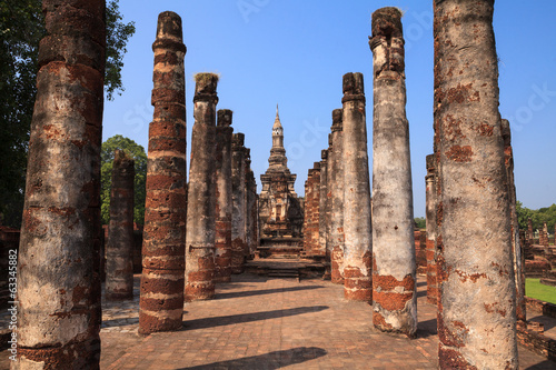 Sukhothai historical park. Buddhist temple ruins in Thailand photo