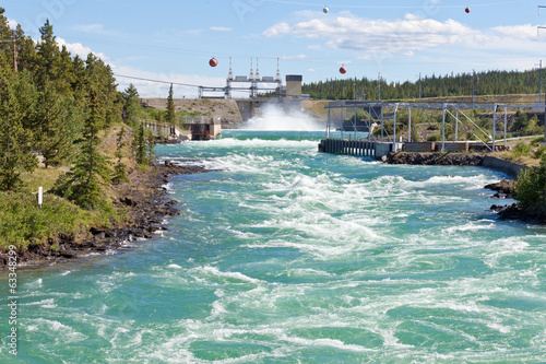 Whitehorse hydro power dam spillway Yukon Canada photo