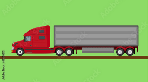 Red american truck isolated