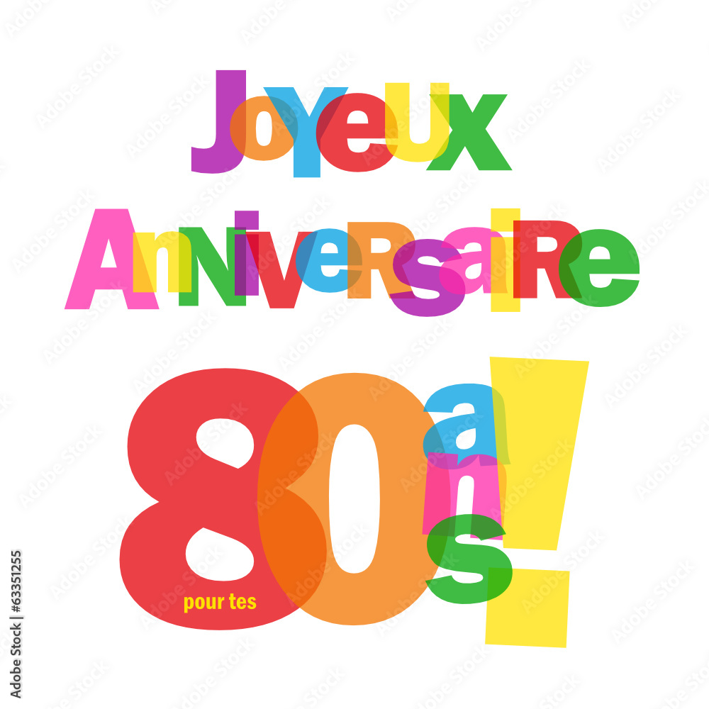 Carte JOYEUX ANNIVERSAIRE pour tes 80 ANS ! (fête félicitations) Carte JOYEUX ANNIVERSAIRE pour tes 80 ANS ! (fête félicitations)