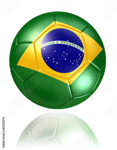 brazil flag on soccer ball on white background