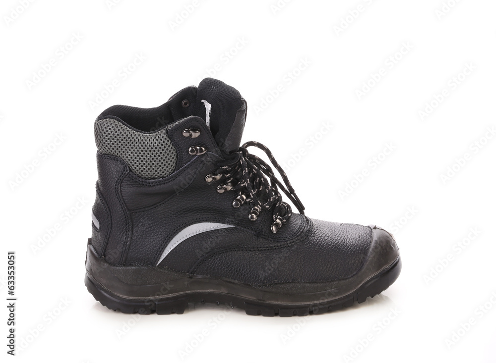 Black man's boot with gray bar. Black man's boot with gray bar.