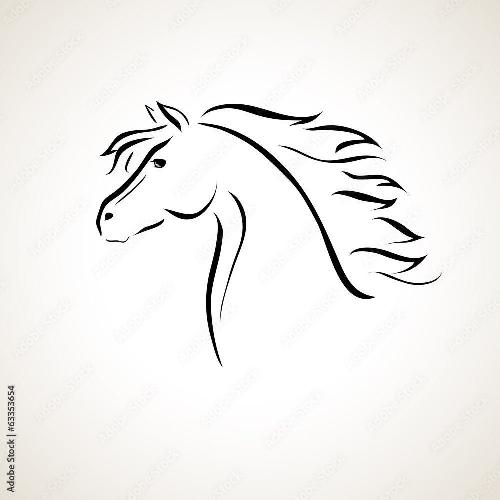 Naklejka premium vector drawing horse