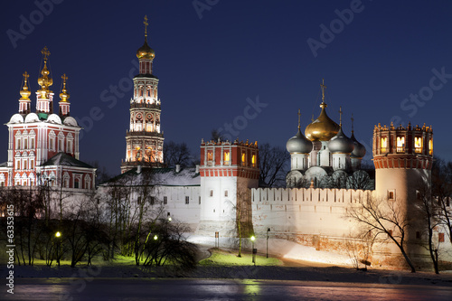 Novodevichy women's monastery at night. Moscow