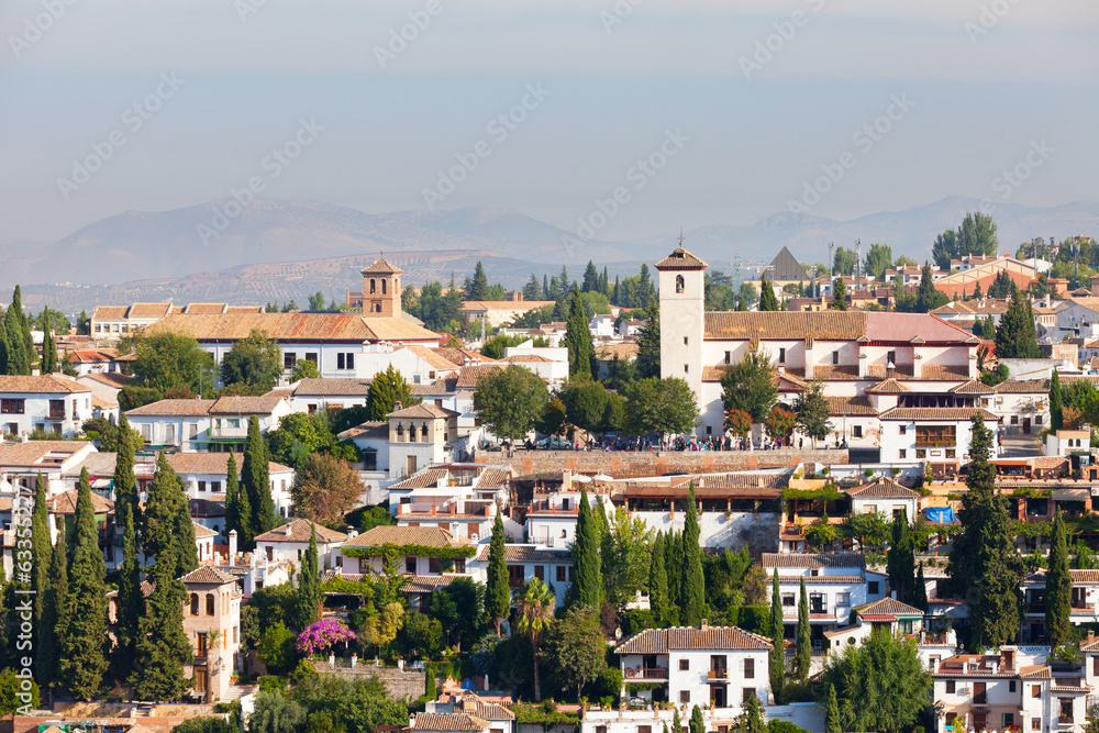 View of the Arab quarter at sunrise, Granada, Spain
