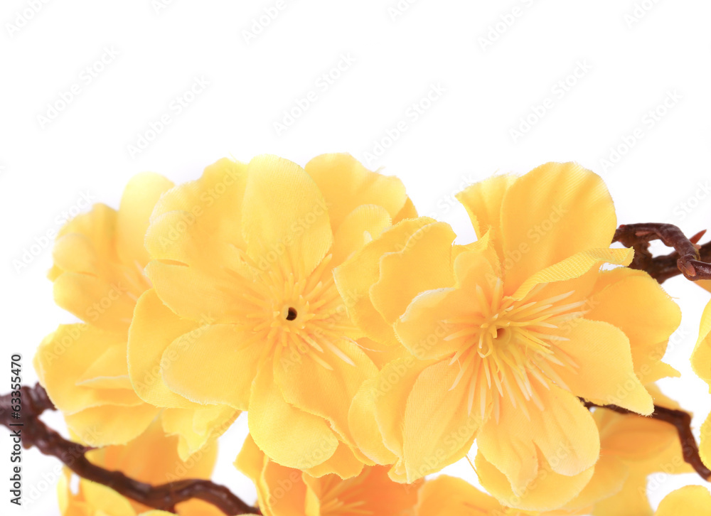 Yellow artificial flowers. Yellow artificial flowers.