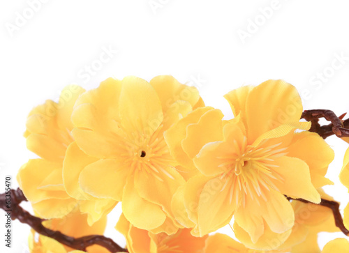 Yellow artificial flowers.