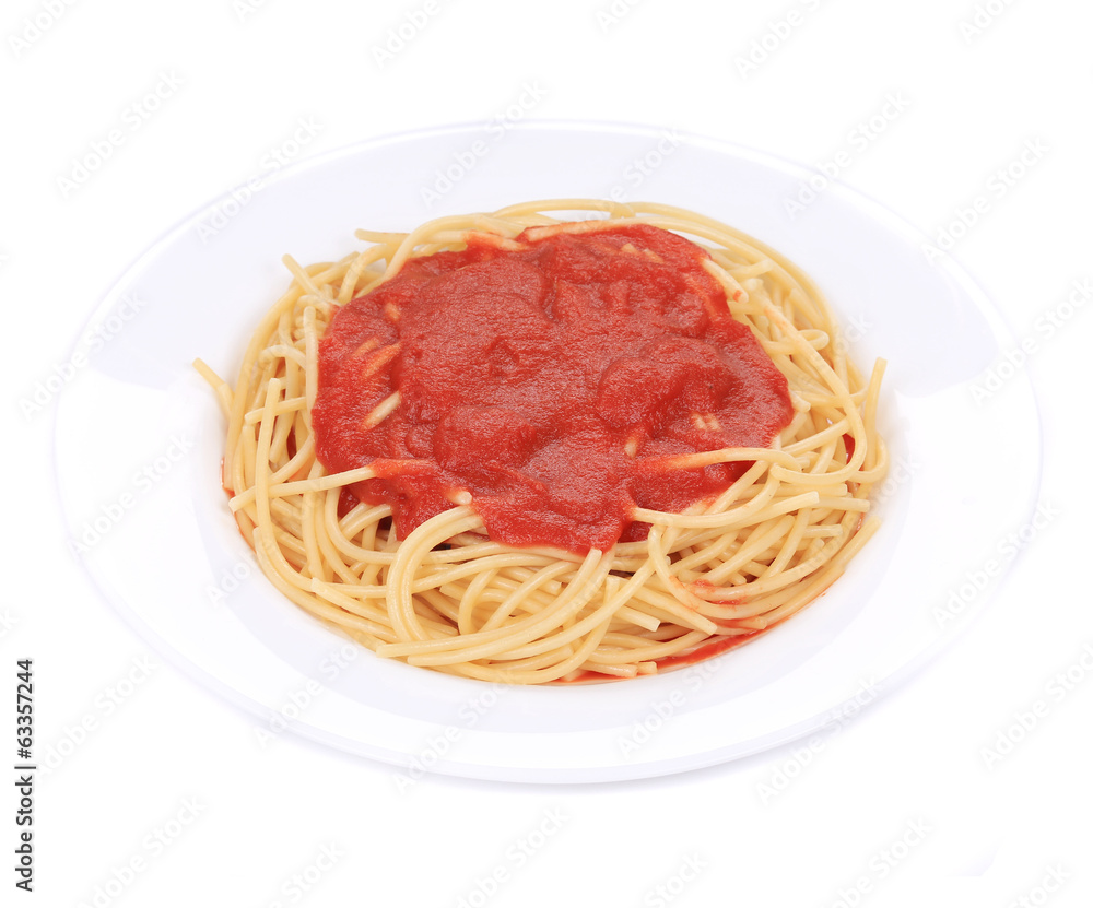 spaghetti with tomato sauce.
