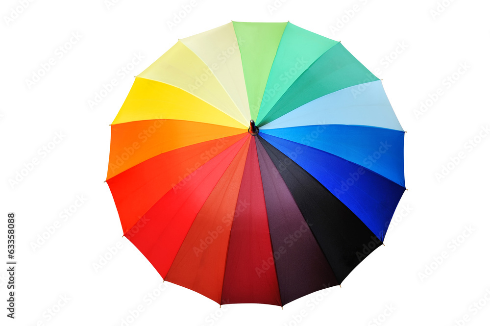 Opened multicolored umbrella isolated on a white background