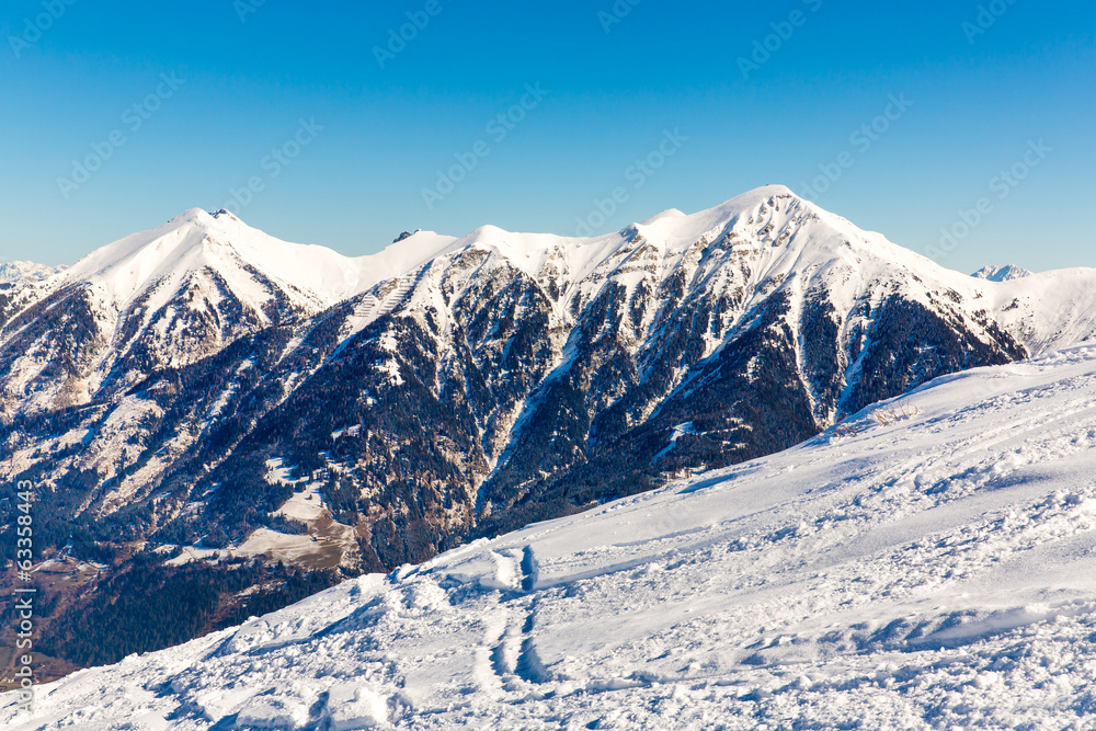 Ski resort Bad Gastein in winter snowy mountains, Austria