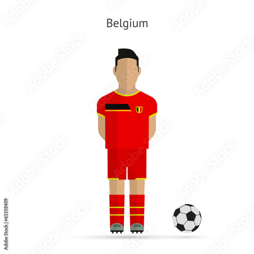 National football player. Belgium soccer team uniform.