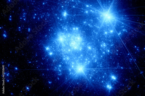 Fototapeta Naklejka Na Ścianę i Meble -  Young stars in blue nebula