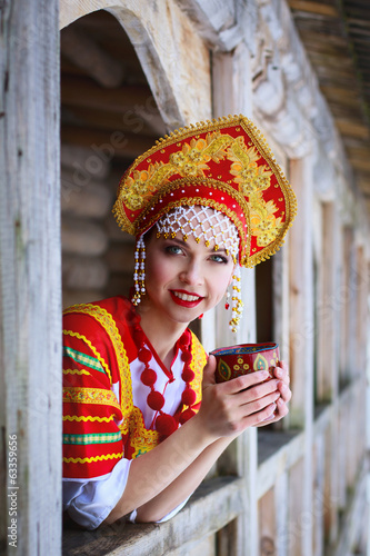 Russian girl in a kokoshnik photo