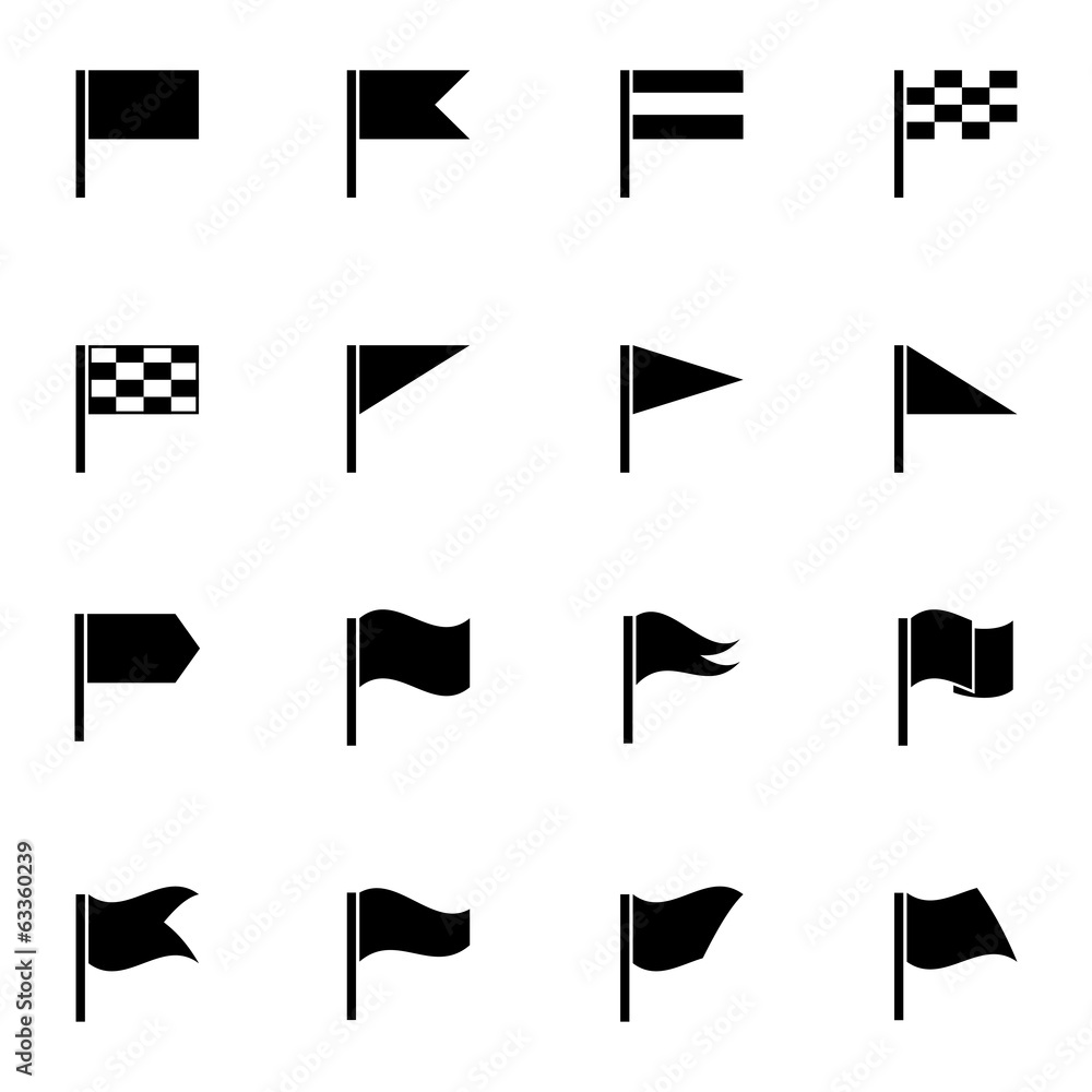 Vector black flag icons set Stock Vector | Adobe Stock