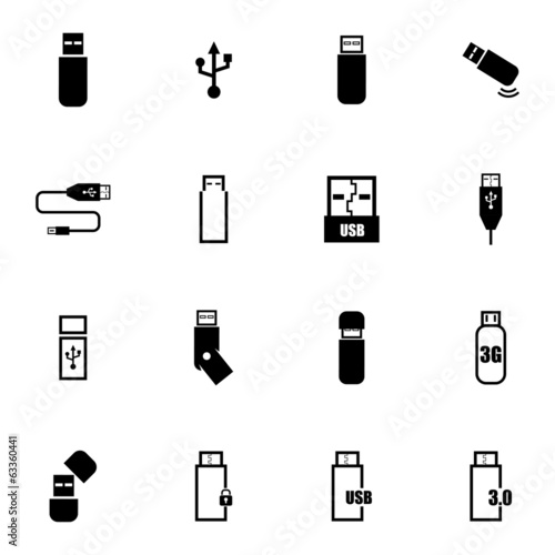 Vector black  usb  icons set