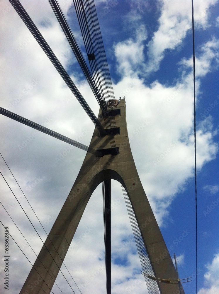Obraz premium Cable-stayed bridge in Kiev