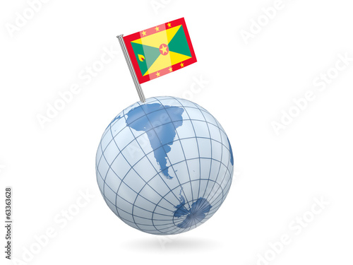 Globe with flag of grenada